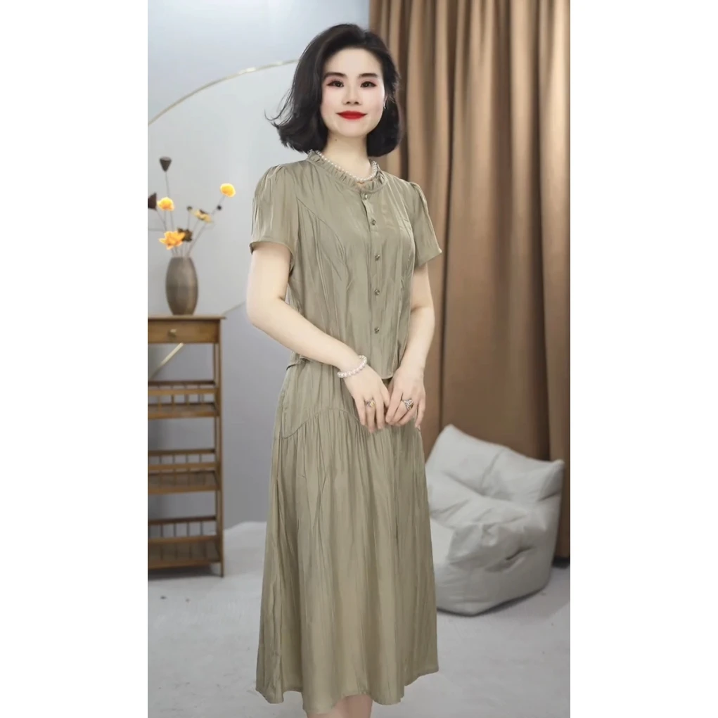 3025款夏季新款气质假两件时尚显瘦中长款连衣裙