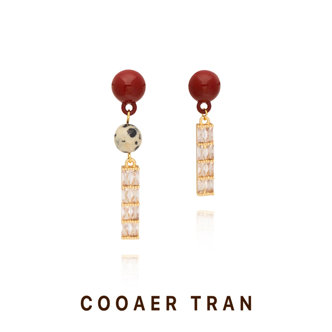 铜合金耳饰 【夕时微醺】时尚复古小众气质港风设计感耳饰RH8990#