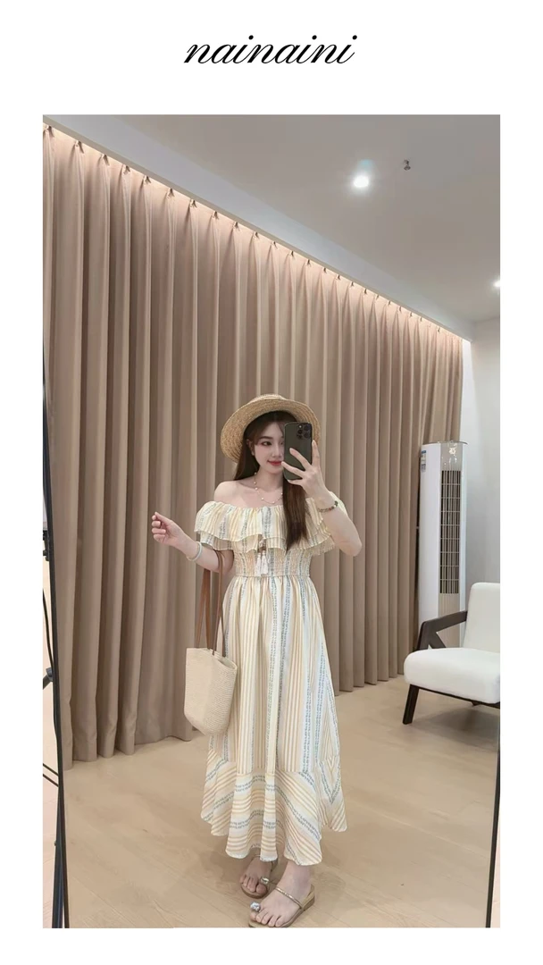 奈奈妮【茉香风浅】连衣裙女2025夏季新款法式气质显瘦长裙63328