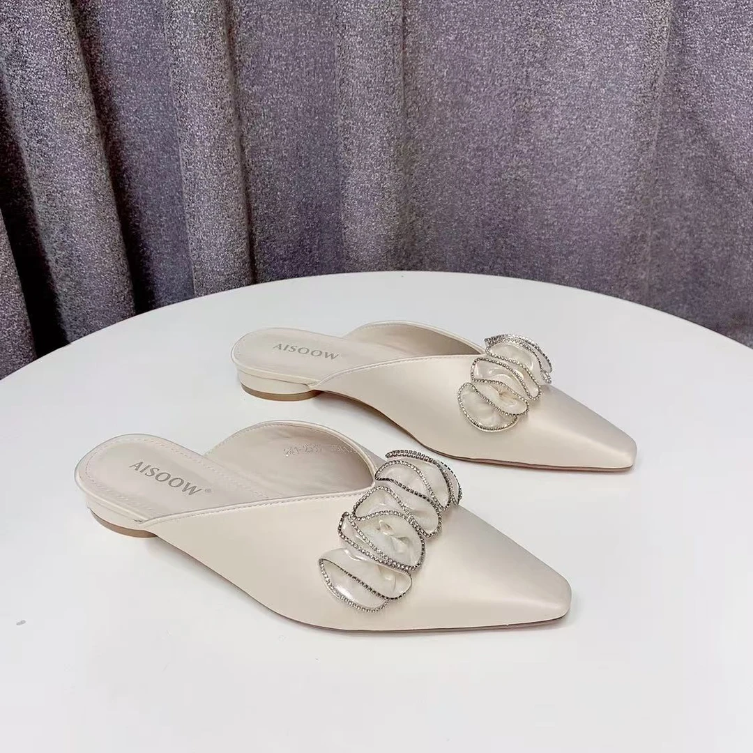 C7741  米白色  2025新款时尚包头低跟时装女拖鞋