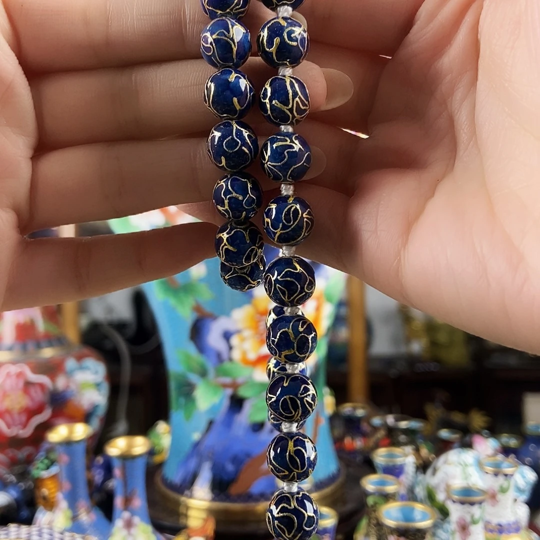 呼***哟铜万花款宝蓝色项链+手串