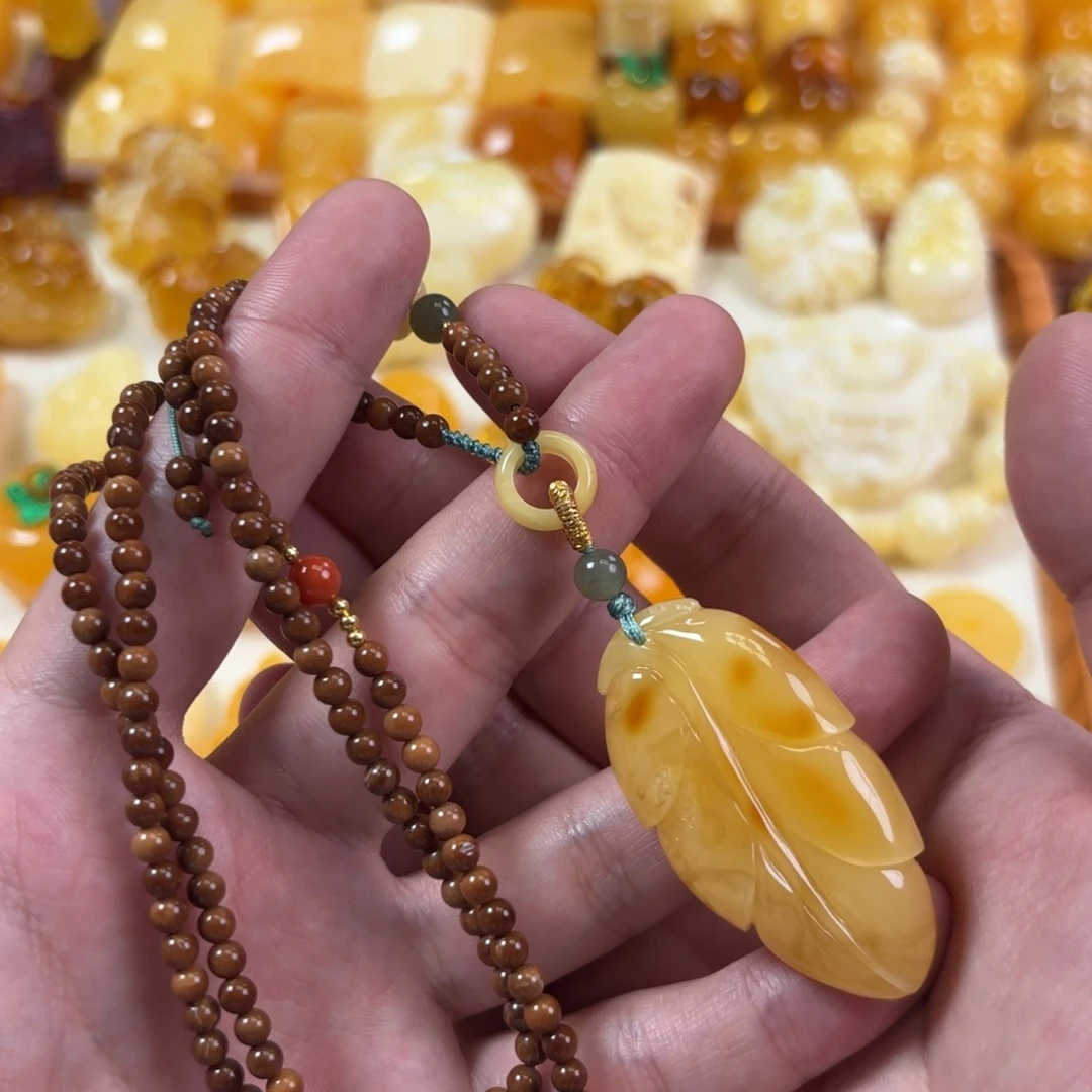 蜜蜡未镶嵌裸石树叶套装