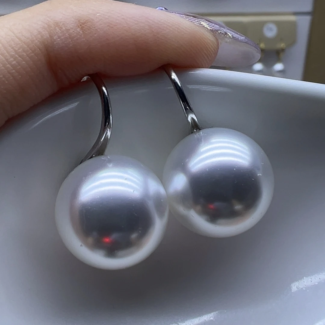 耳饰银S925镶嵌淡水珍珠