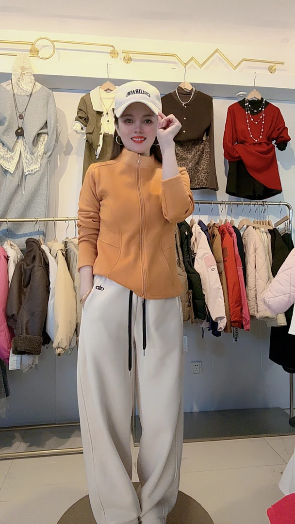 【500g高克重~绵羊毛+桑蚕丝】加绒石墨烯贴片瑜伽服双拉链鱼骨外套