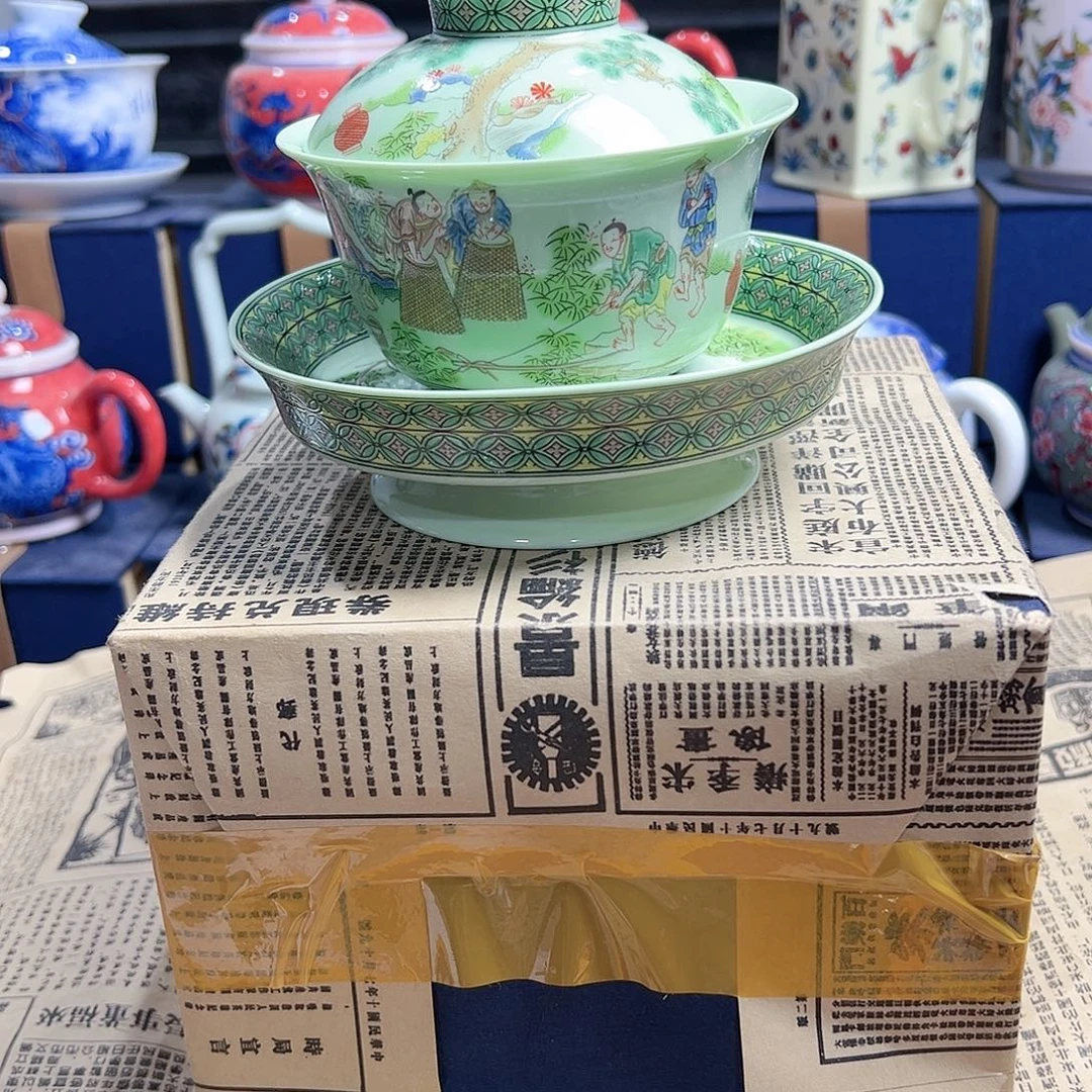 陶摆件景德镇陶瓷盖碗