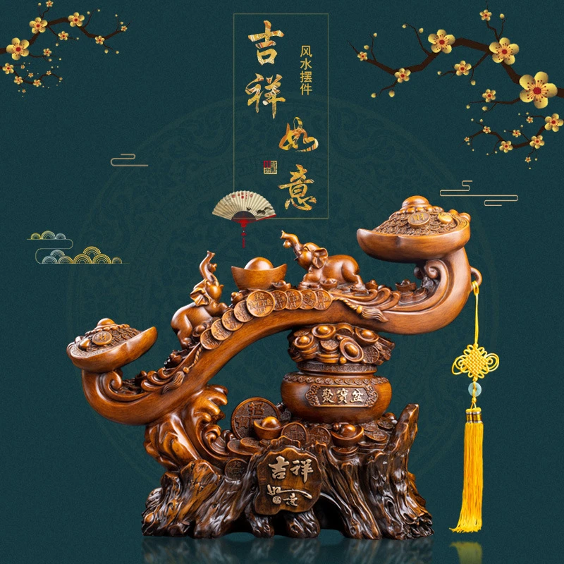 【师傅推荐】树脂如意摆件仿木家居装饰品工艺品