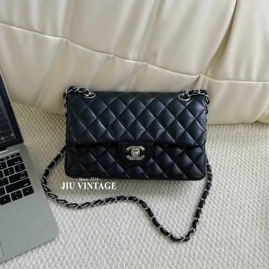 99新 Chanel/香奈儿 黑银羊皮cf小号22年BJM12-2178