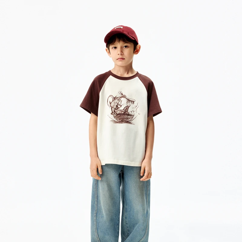 猫和老鼠联名系列littlemoco童装25秋新款儿童抑菌棉质短袖t恤