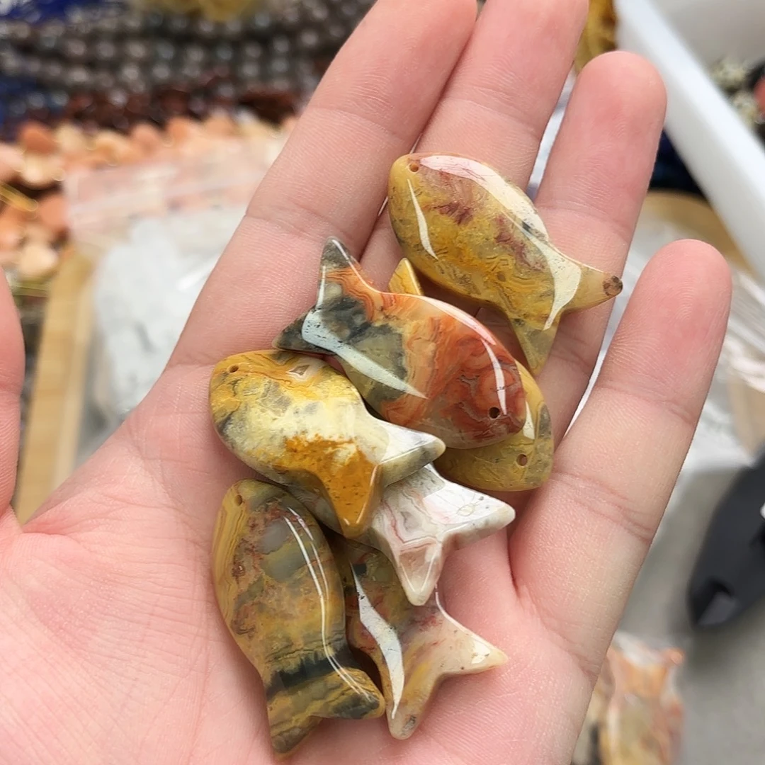 未镶嵌玛瑙/玉髓珠宝半成品20×40疯狂玛鱼2颗