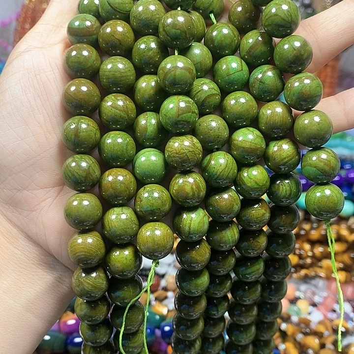 未镶嵌玛瑙/玉髓珠宝半成品天然绿玉卡12mm
