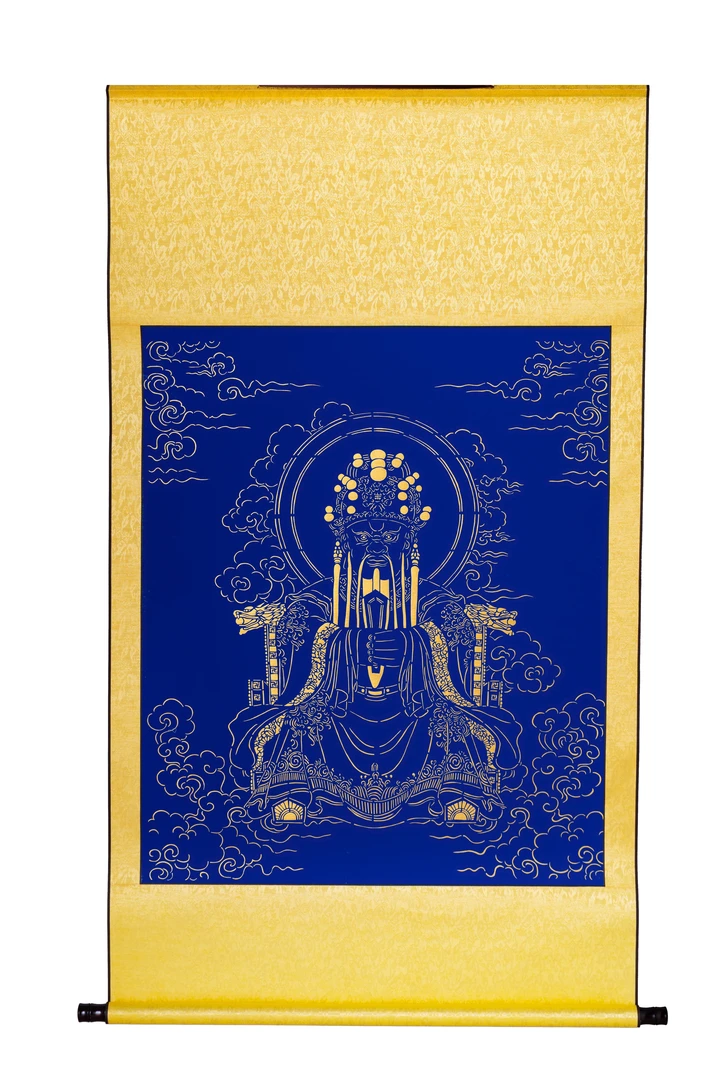 纯手工剪纸国家非物质文化五台山五爷卷轴78*135cm