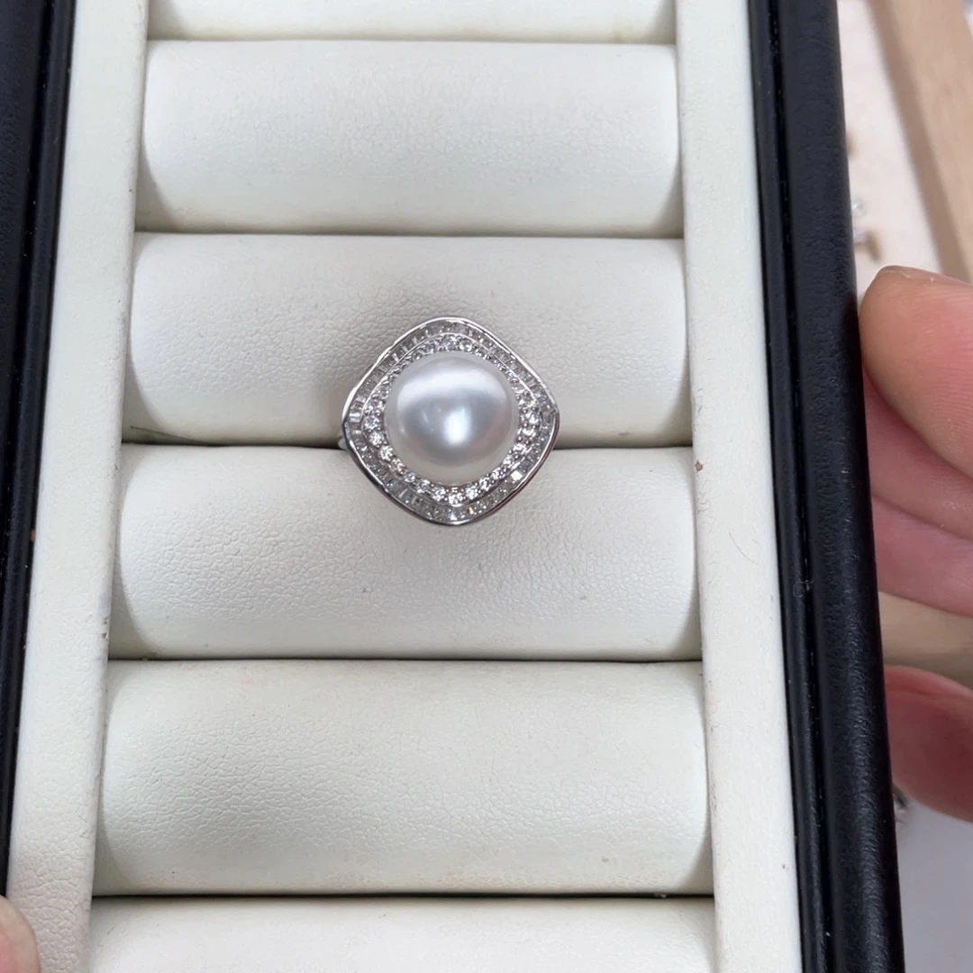 银S925镶嵌戒指海水珍珠