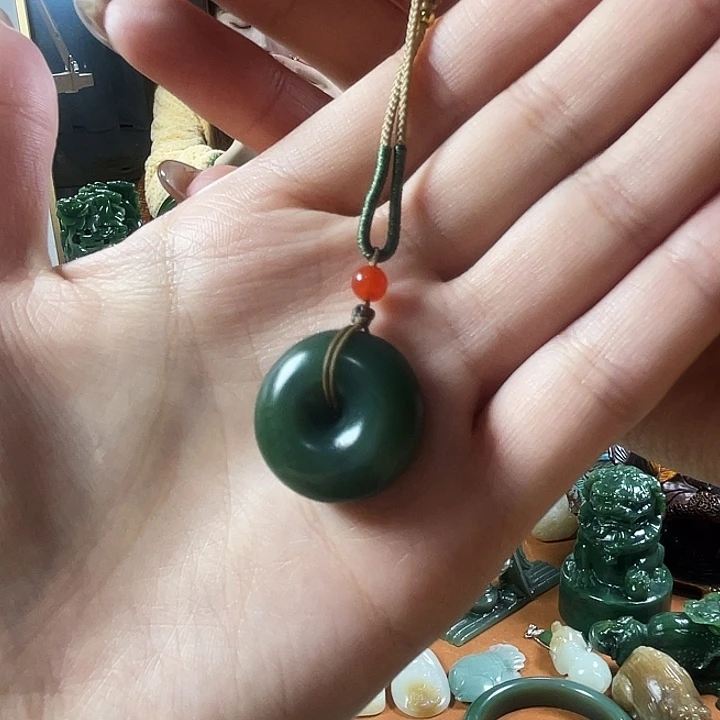 和田玉（碧玉）未镶嵌挂件和田玉碧玉平安扣挂件