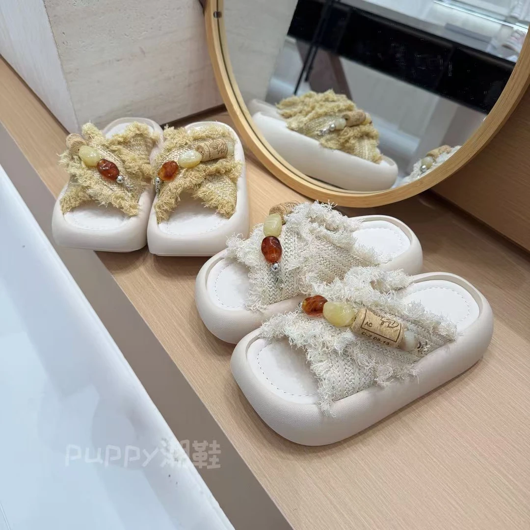 【噜噜专属】高奢2025夏沙滩增高新外穿女踩屎感厚底拖鞋