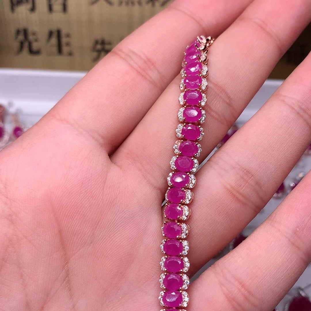 红宝石手链银S925镶嵌