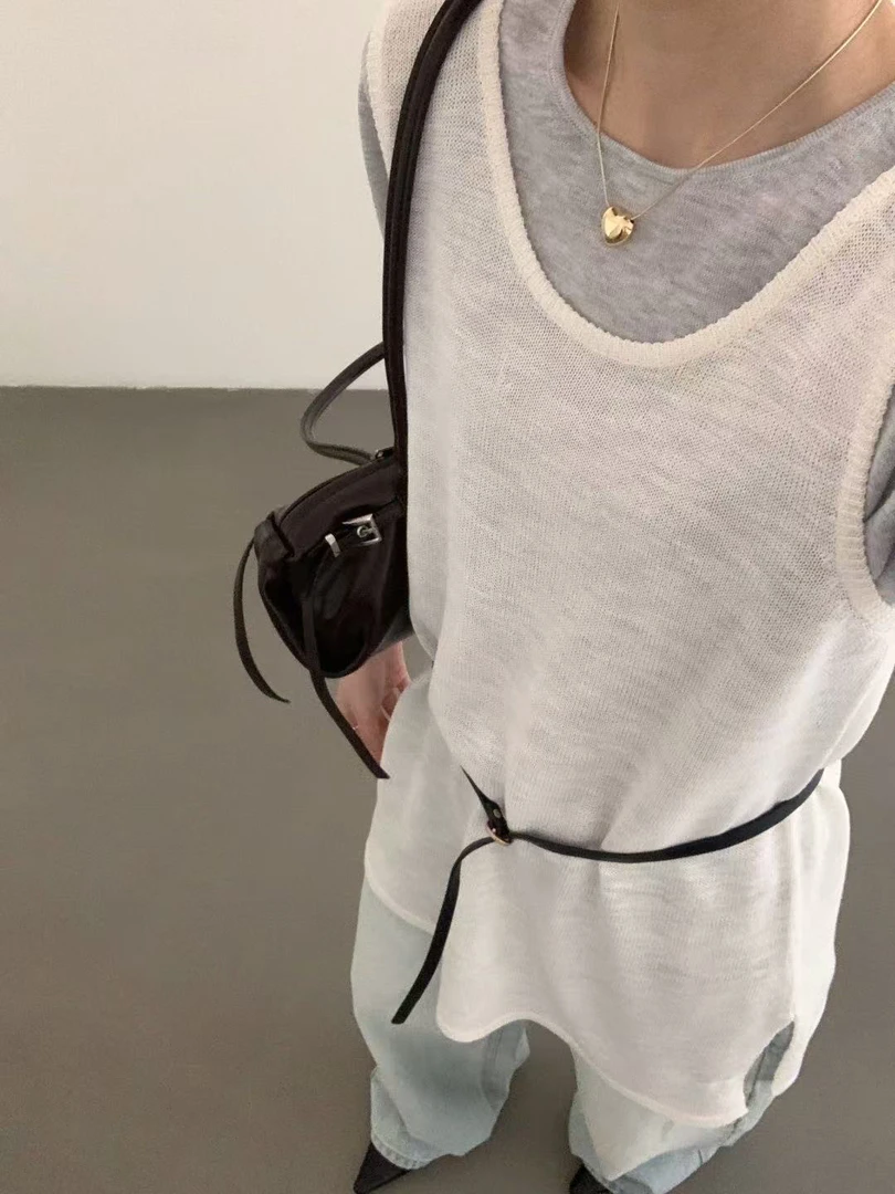 lovely@m3026 韩系百搭叠穿纯色背心连衣裙 6-22