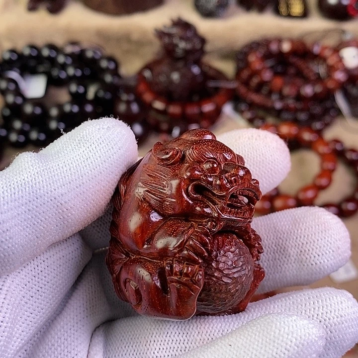 小叶紫檀手串/手链用****5貔貅抱球