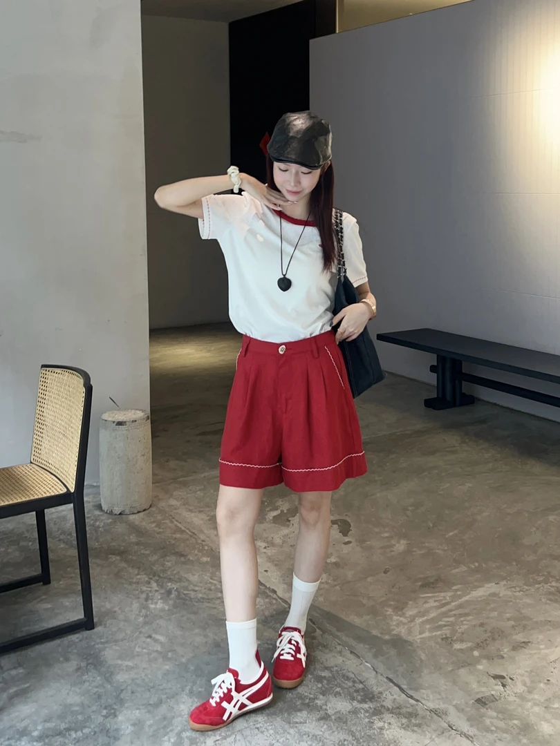 [深圳南油]A27 2025中腰微弹力无弹力纯色短裤百搭夏季流浪丹宁风