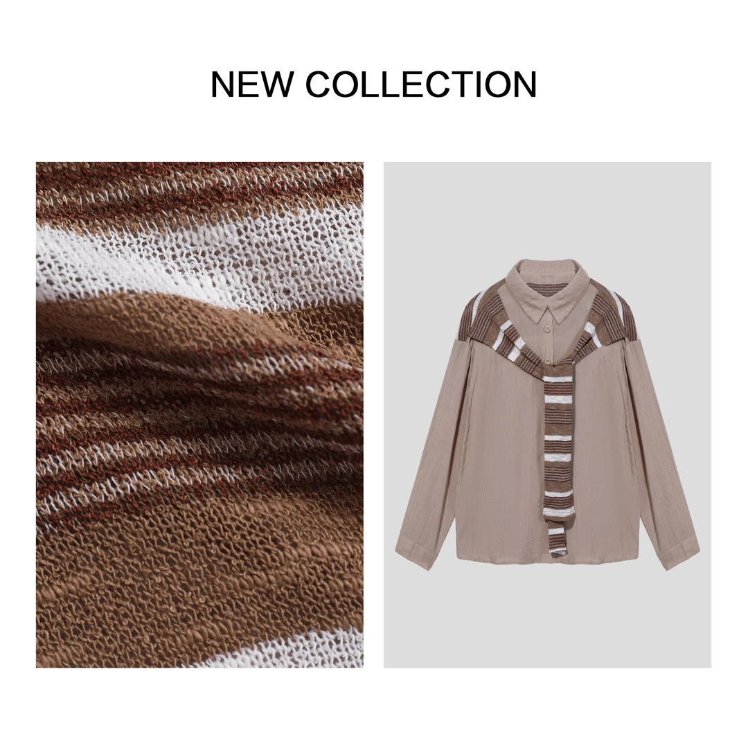 【米说专属】C1F38017B 女士秋季衬衫 简约纯色针织面料