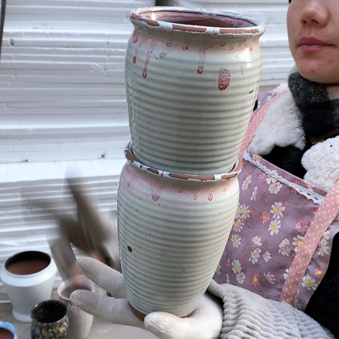 紫砂花盆瑕疵口10高17