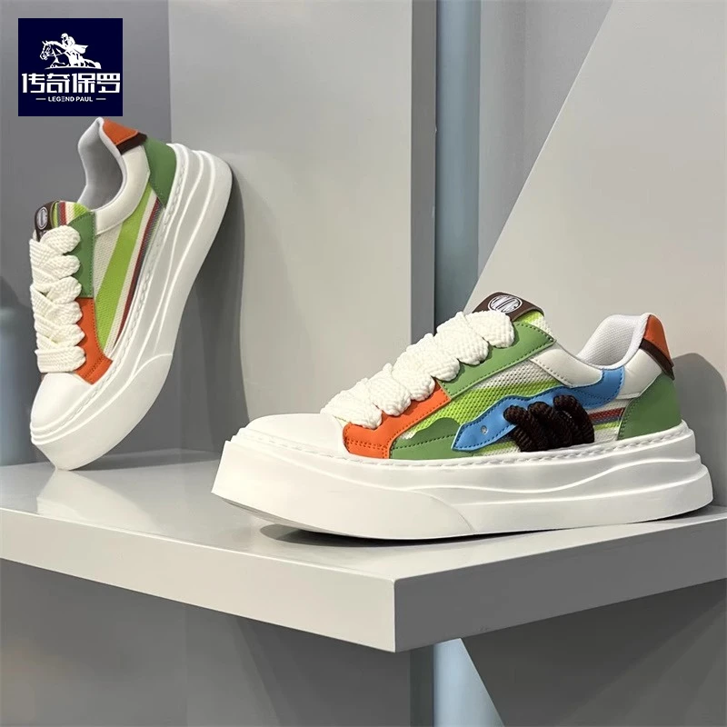 传奇保罗男鞋欧洲站个性百搭休闲板鞋夏季透气轻便软底运动潮鞋子