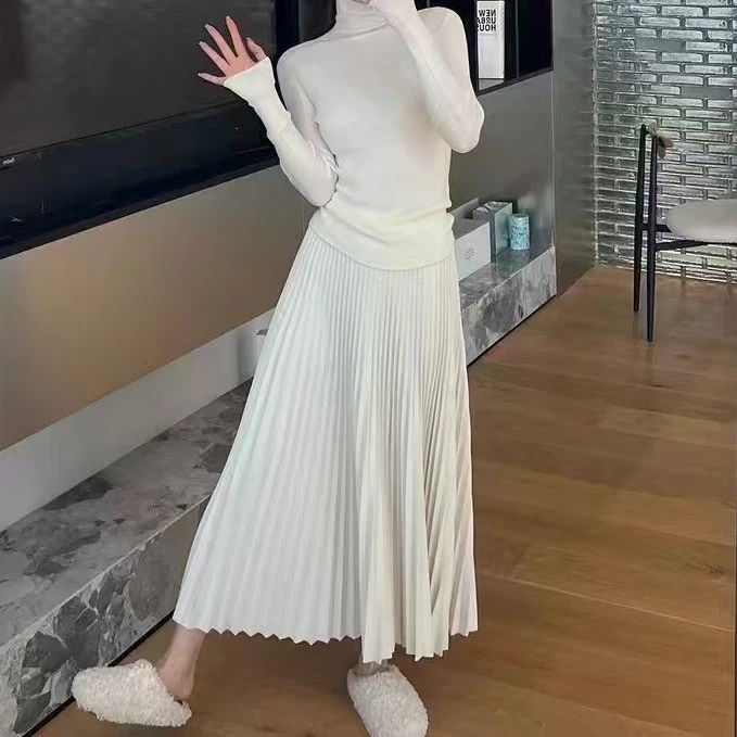 Meiky饼 温柔风 简约马卡龙色系显瘦气质百褶裙