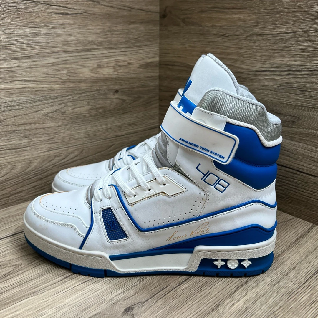 99新 LouisVuitton/路易威登 Trainer 白蓝高帮板鞋 39.5码*2