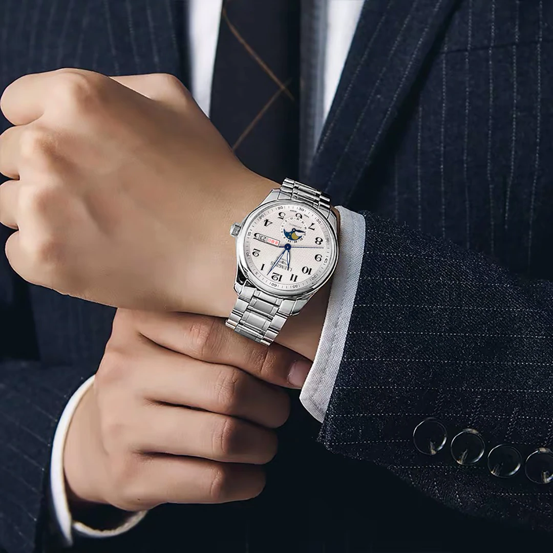 【三年只换不修五年质保】经典百年月相名匠男士高级夜光腕表百搭a