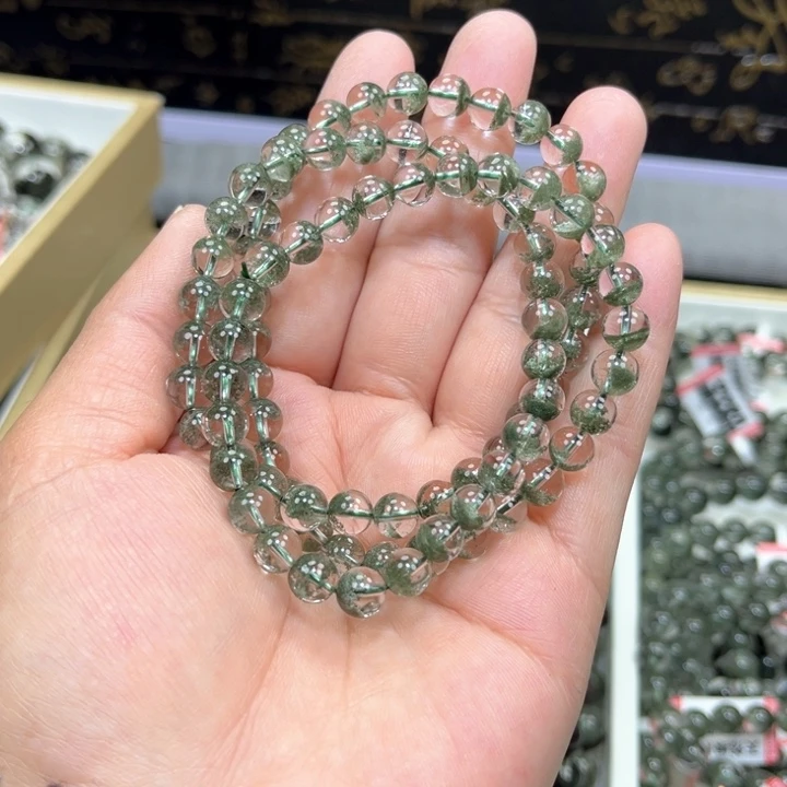 水晶绿幽灵手串未镶嵌叮*丹