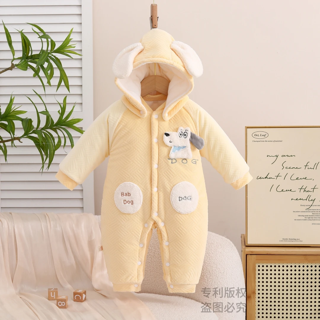冬季加厚保暖可拆帽连体哈衣外出服婴幼儿冬季保暖婴儿