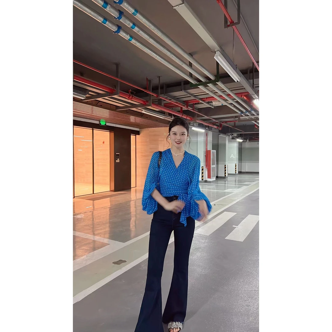 遇儿推荐 腿精 水牛仔微喇裤20220040