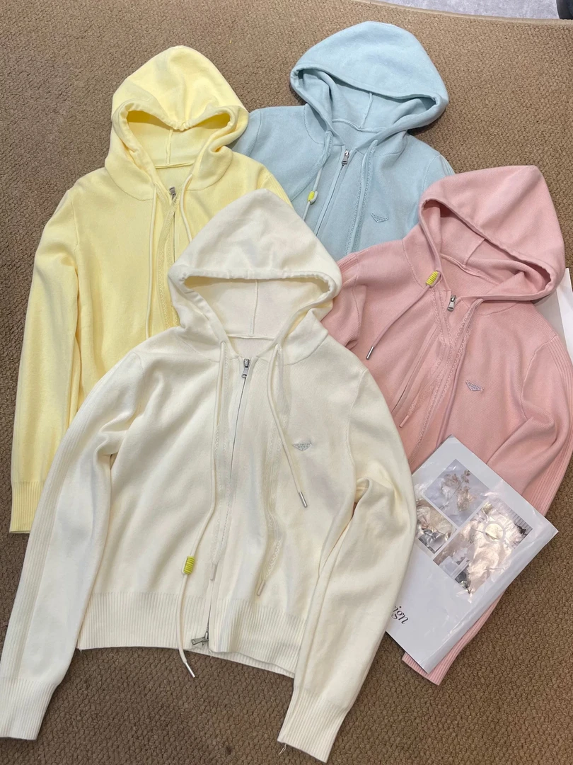 蕾丝飘带针织外套女2025春季新款韩版设计感小众连帽抽绳开衫上衣