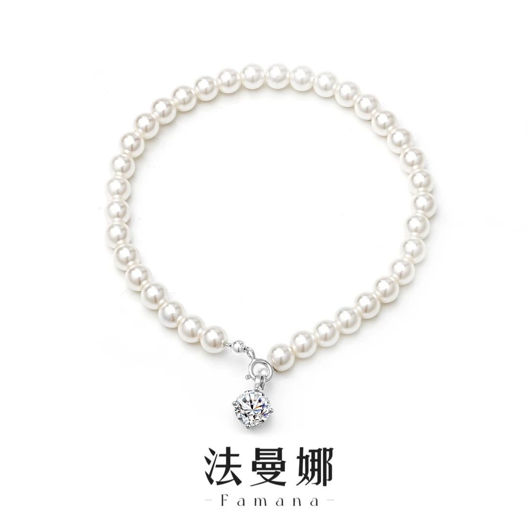 925银莫桑石手链 FAMANNA★莫桑石时尚气质小米珠珠手链