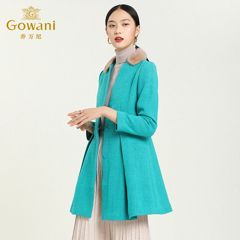 乔万尼冬季羊毛大衣女中长款优雅气质修身保暖毛呢外套E154A306
