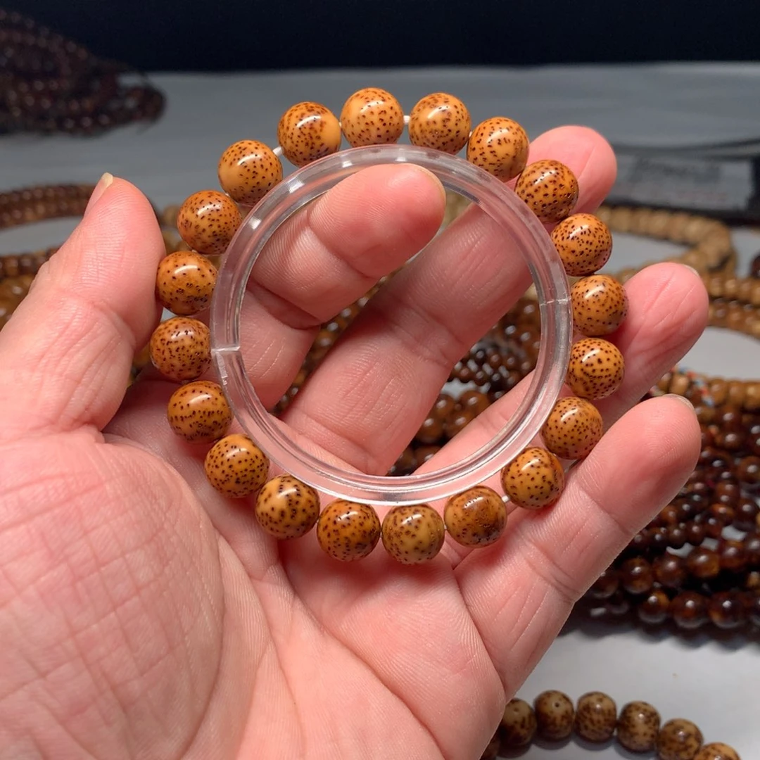 吊坠星月菩提陈化料11正圆珠深橘红底