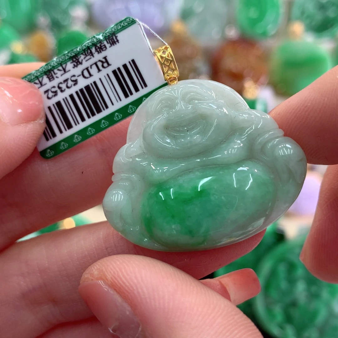 翡翠吊坠(不含链)18K金镶嵌