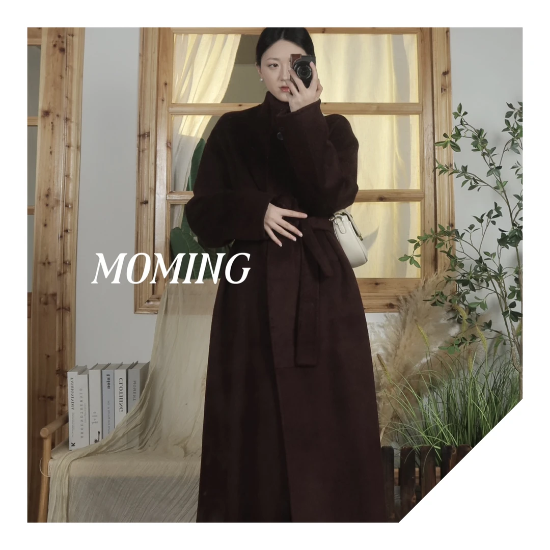 MOMING冬季新品 芭蕾 法式重工慵懒手工款立领双门襟定制双面尼