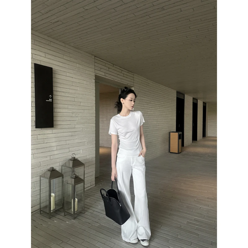 5werkwen 好版型！显瘦自留 中低腰微喇牛仔裤