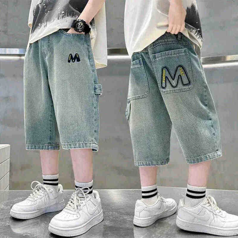 儿童牛仔短裤夏装薄款中大童韩版五分裤男童直筒中裤时尚痞帅裤子