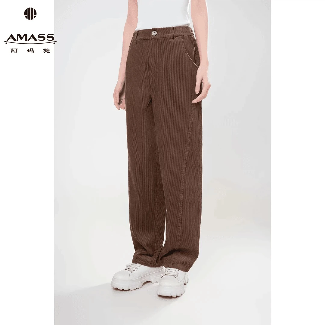 AMASS/阿玛施早秋新款简约休闲舒适时尚百搭高腰香蕉裤女5100529