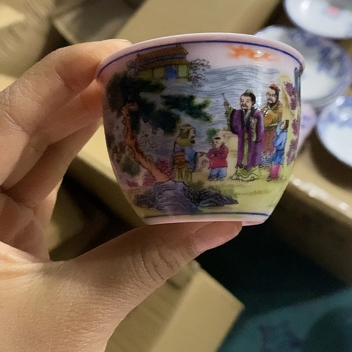 摆件陶红稀土海屋添寿图杯