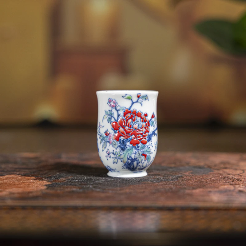 【陶瓷研究院合作品牌】六逸堂青花斗彩十二花神之国色芳华闻香杯