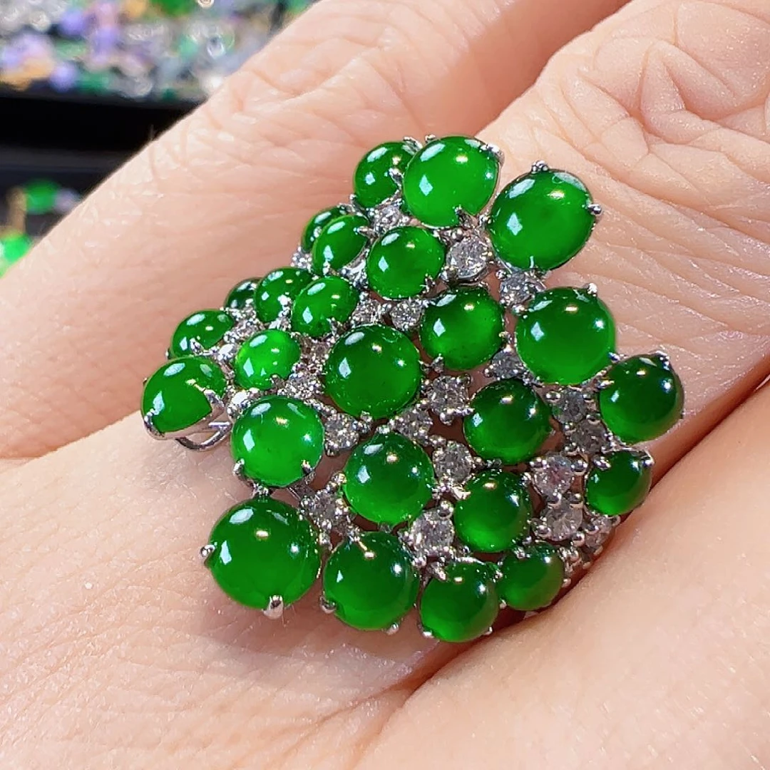 翡翠戒指18K金镶嵌签收后24小时鉴赏期