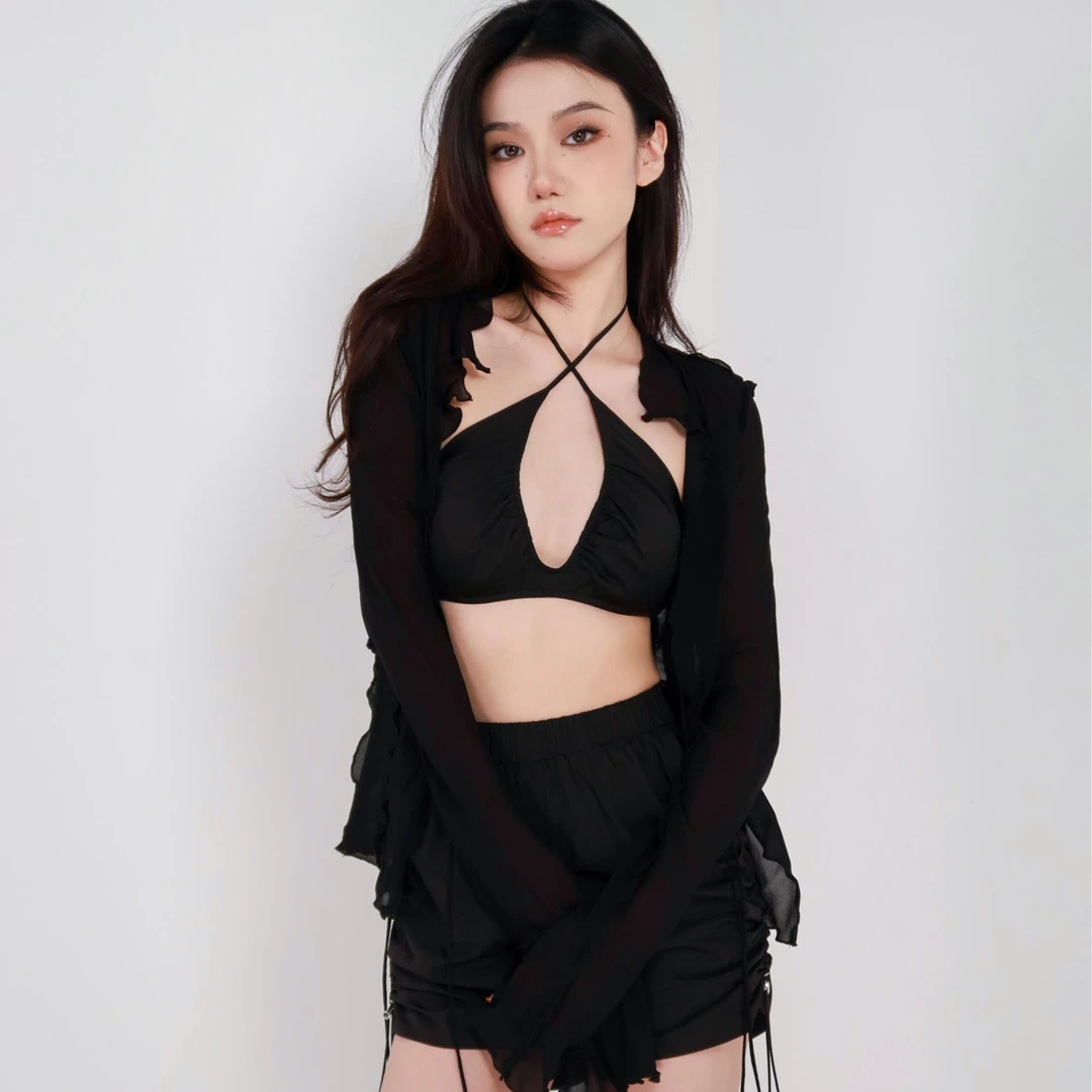 3折清 不tui不换 施施SICCI 醋酸缎面辣妹内搭交叉挂脖吊带背心