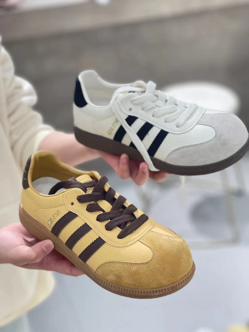 新品大圆头平底黄色德迅鞋百搭女鞋8510-6