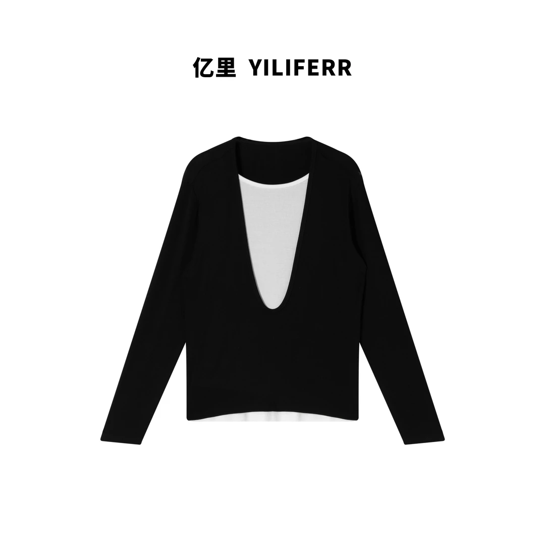 【YILI显瘦女装】舒适简约假两件上衣Y0458