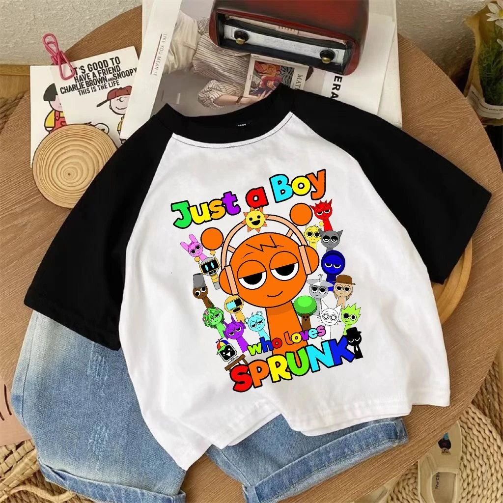 节奏盒子角色集合儿童夏季短袖t恤2025新纯棉撞色插肩袖上衣半袖2