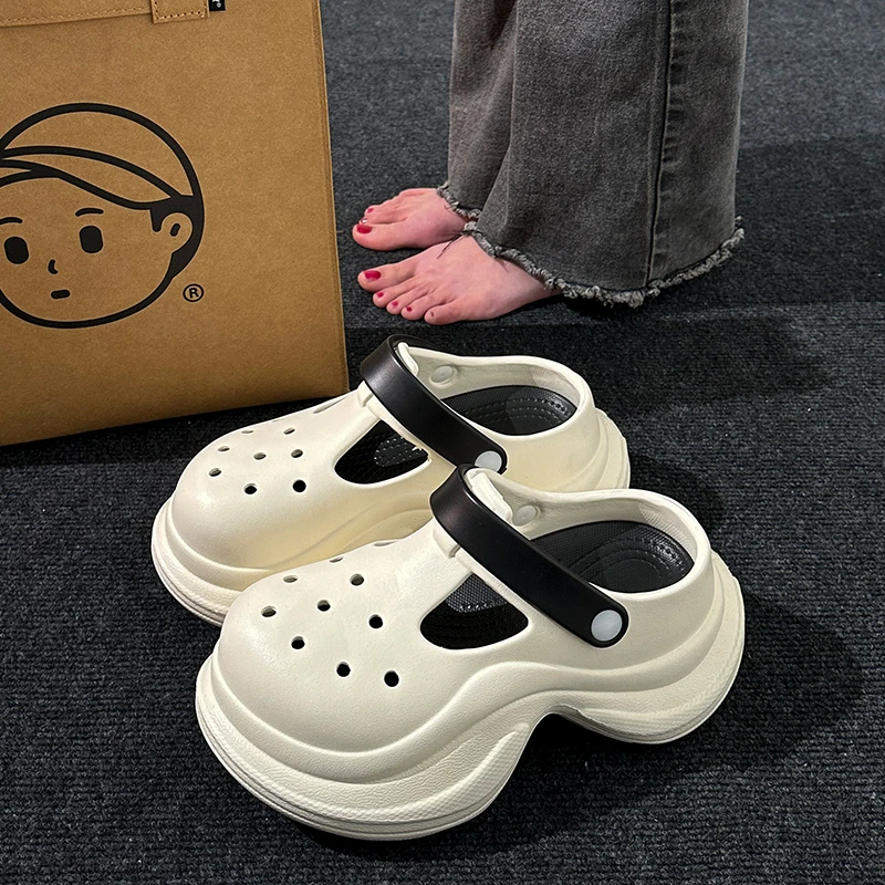 洞洞鞋女款夏季时尚外穿厚底增高防滑沙滩少女仙女风包头凉拖鞋