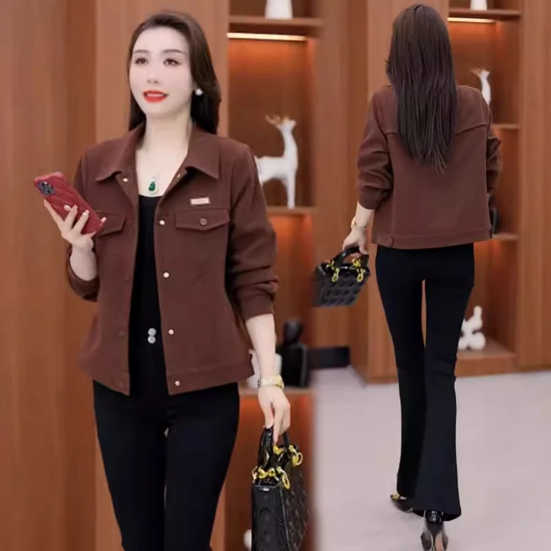 休闲牛仔短外套女2025春秋季新款百搭宽松小个子翻领夹克上衣服潮