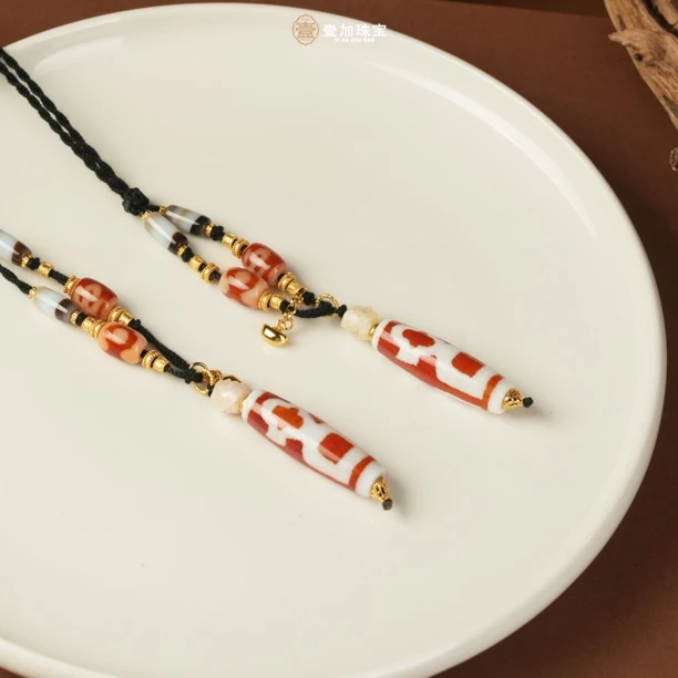 壹加师姐｜手工设计竖版红财财玛瑙项链多样性发一6520G
